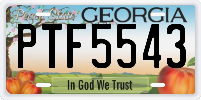 GA license plate PTF5543