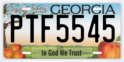 GA license plate PTF5545