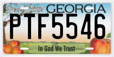 GA license plate PTF5546
