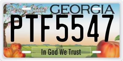 GA license plate PTF5547