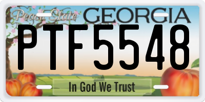 GA license plate PTF5548