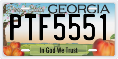 GA license plate PTF5551