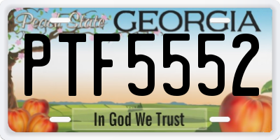 GA license plate PTF5552