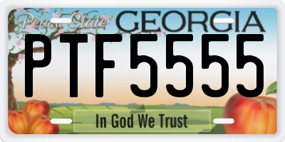 GA license plate PTF5555