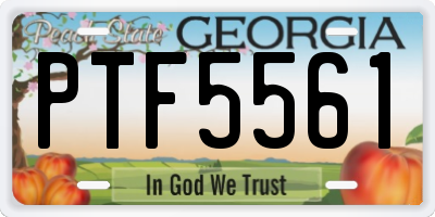 GA license plate PTF5561