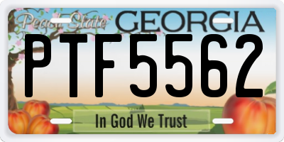 GA license plate PTF5562
