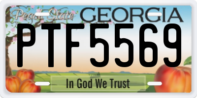 GA license plate PTF5569