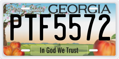 GA license plate PTF5572