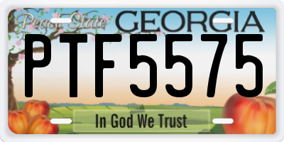 GA license plate PTF5575