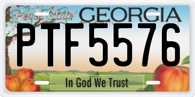 GA license plate PTF5576