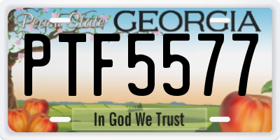 GA license plate PTF5577