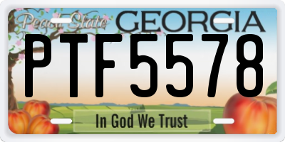 GA license plate PTF5578