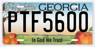 GA license plate PTF5600