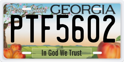 GA license plate PTF5602