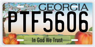 GA license plate PTF5606