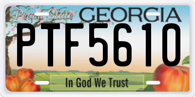 GA license plate PTF5610