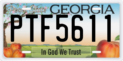 GA license plate PTF5611