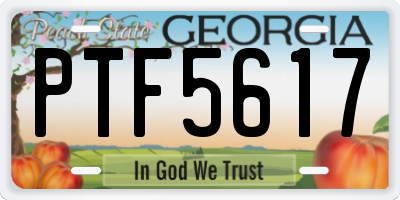 GA license plate PTF5617