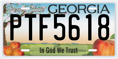 GA license plate PTF5618
