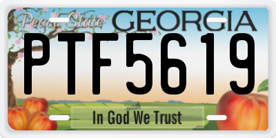 GA license plate PTF5619