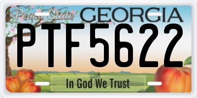 GA license plate PTF5622