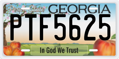 GA license plate PTF5625