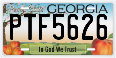 GA license plate PTF5626
