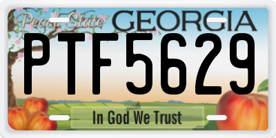 GA license plate PTF5629