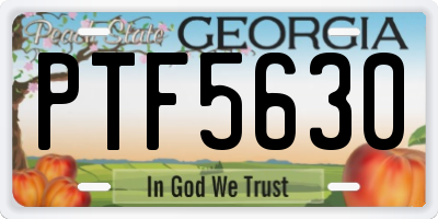 GA license plate PTF5630