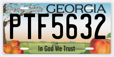 GA license plate PTF5632