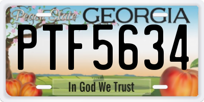 GA license plate PTF5634