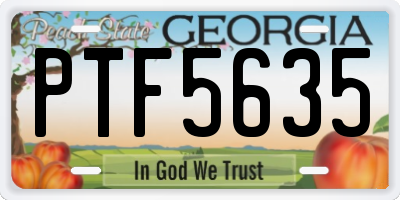 GA license plate PTF5635