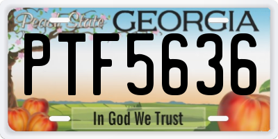 GA license plate PTF5636