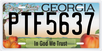 GA license plate PTF5637