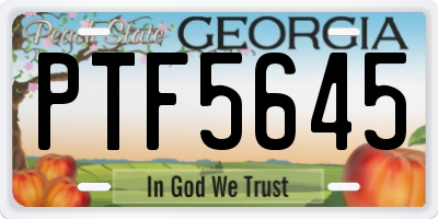 GA license plate PTF5645