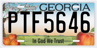 GA license plate PTF5646