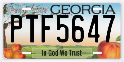 GA license plate PTF5647