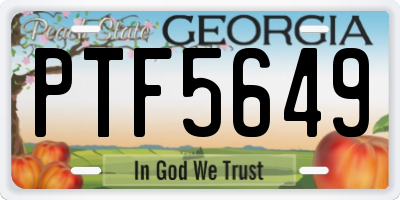 GA license plate PTF5649