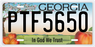 GA license plate PTF5650