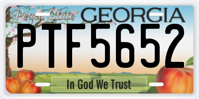 GA license plate PTF5652