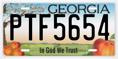 GA license plate PTF5654