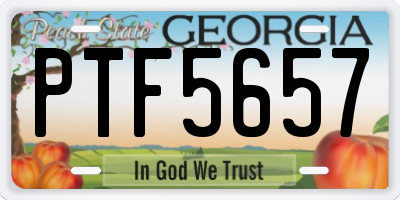 GA license plate PTF5657