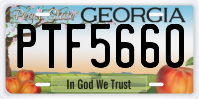 GA license plate PTF5660