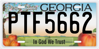 GA license plate PTF5662