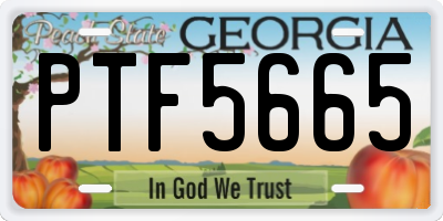 GA license plate PTF5665