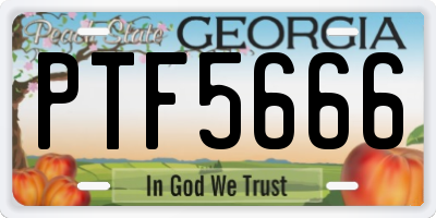 GA license plate PTF5666