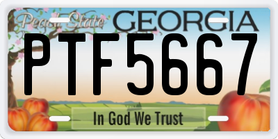 GA license plate PTF5667