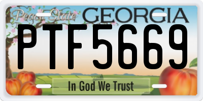 GA license plate PTF5669