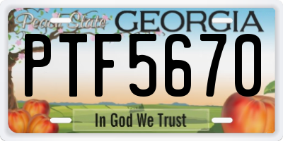 GA license plate PTF5670