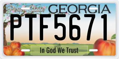 GA license plate PTF5671